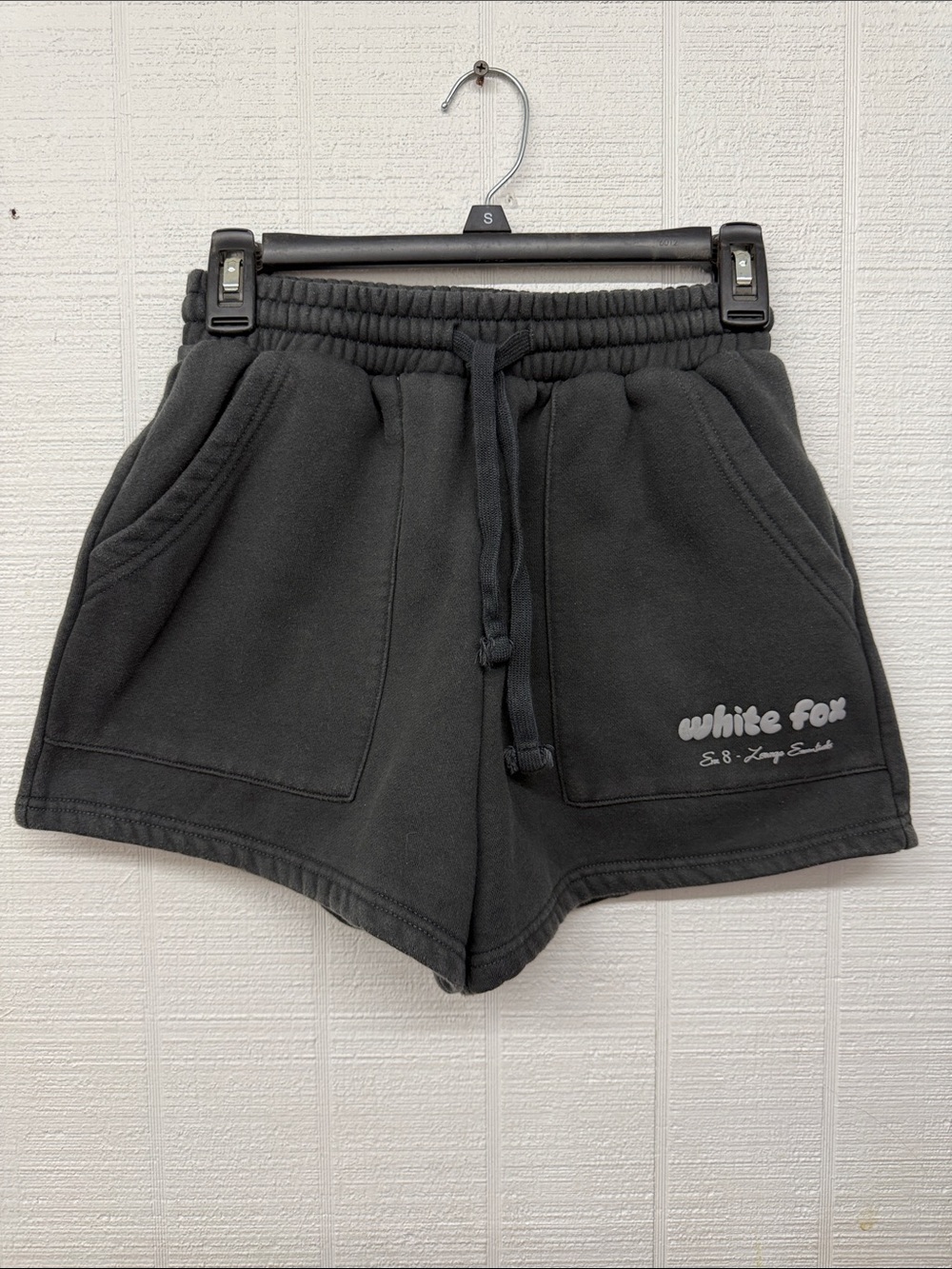 White Fox Boutique Black Fleece Drawstring Shorts